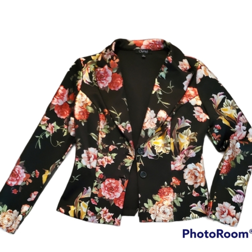 Black Floral Jacket. Junior large